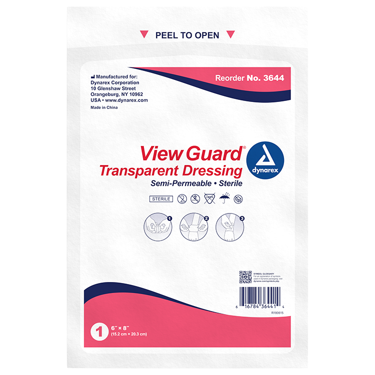 3644 Dynarex® View Guard® Transparent Adhesive Sterile Bandage Sheets - 6` x 8`